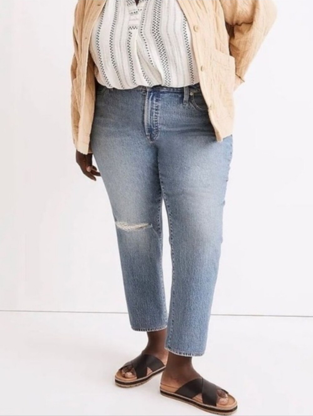 Madewell The Mid-Rise Perfect Vintage Jean Distressed Knee Size 14W